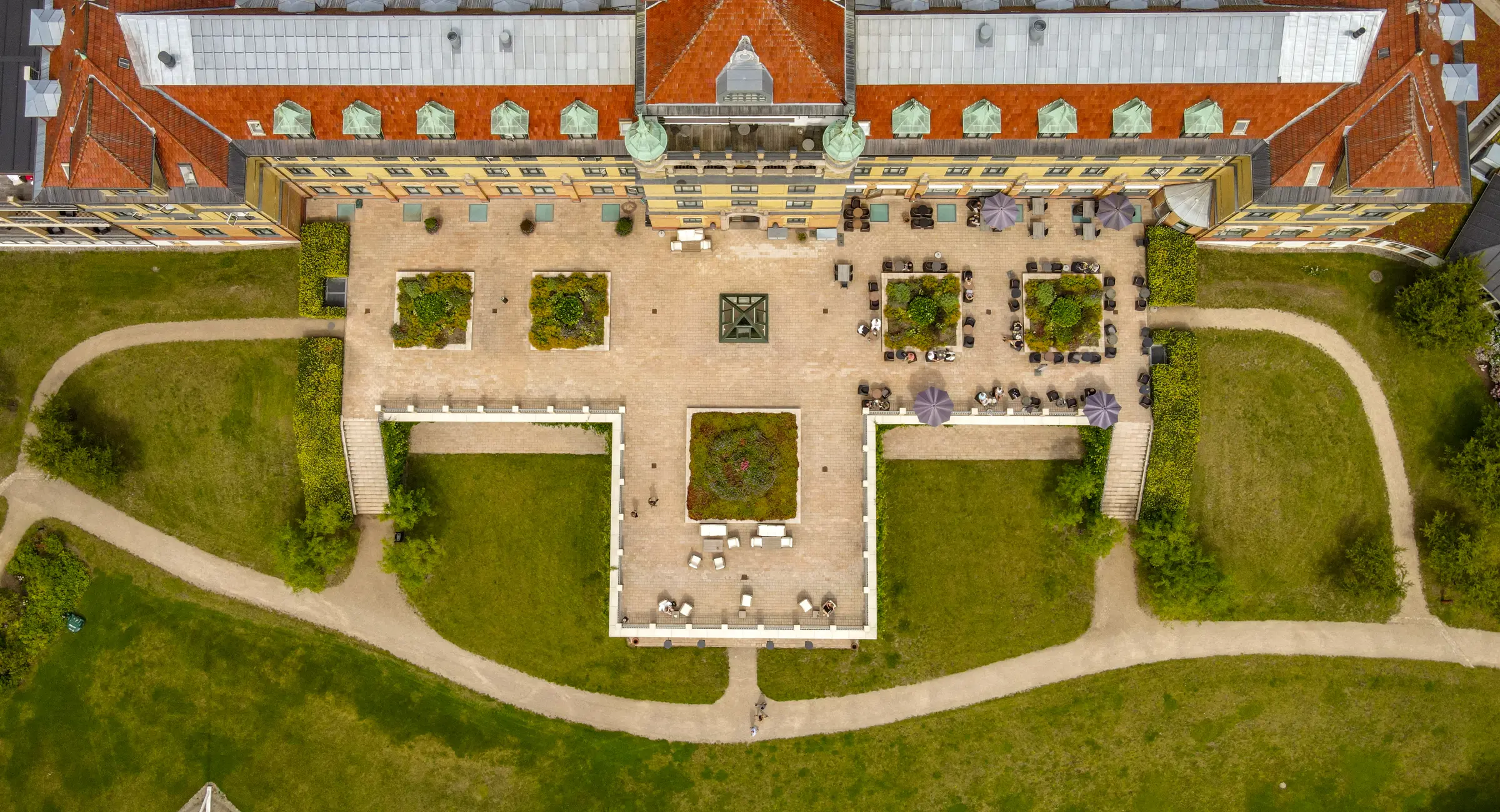 Udsigt over parken og de smukke omgivelser